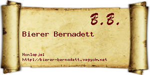Bierer Bernadett névjegykártya